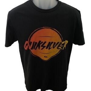 QUIKSILVER Orange & Black Tee Shirt Men M Medium
